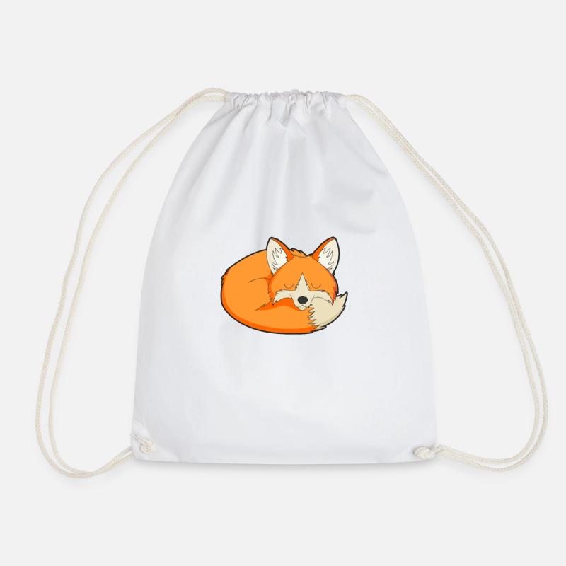 Sleeping fox - Drawstring Bag - white