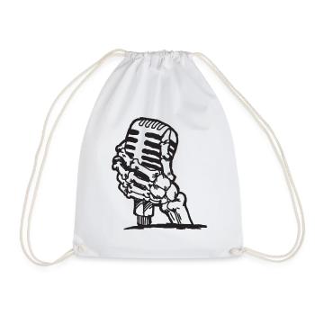 microphone - Drawstring Bag - white - Front