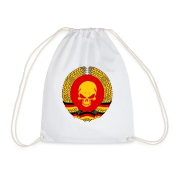 GDR Skull East Germany Gift Flag - Drawstring Bag - white - Front