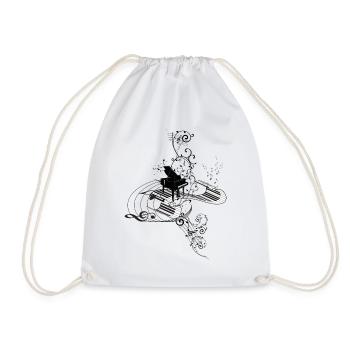Music, piano with key - Drawstring Bag - white - Front