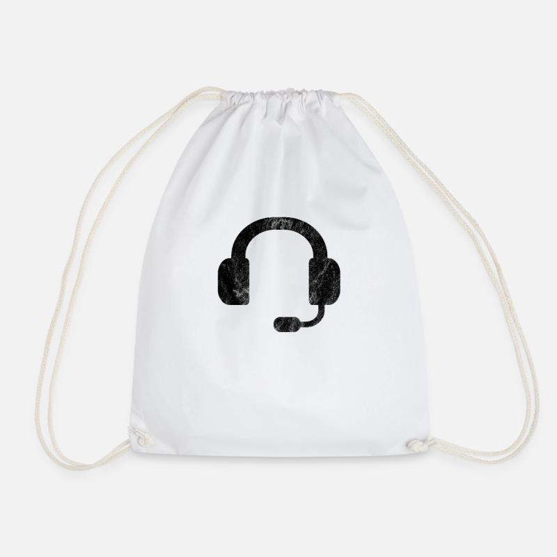 Headset / Kopfhörer / DJ / Gamer - Turnbeutel - Weiß