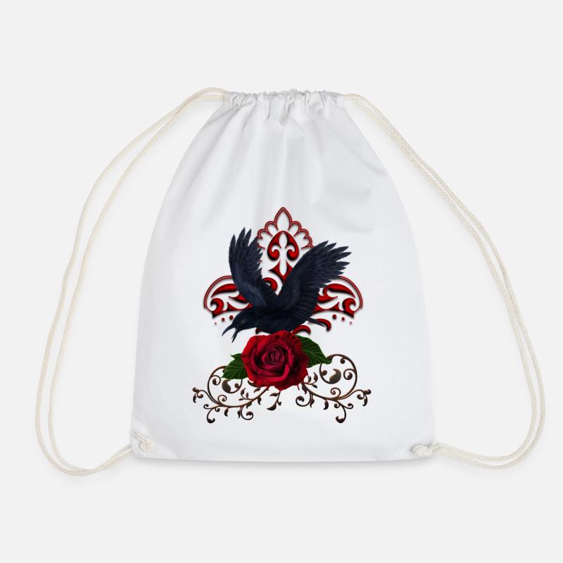 Wundervoller Rabe mit Rose - Turnbeutel - Weiß