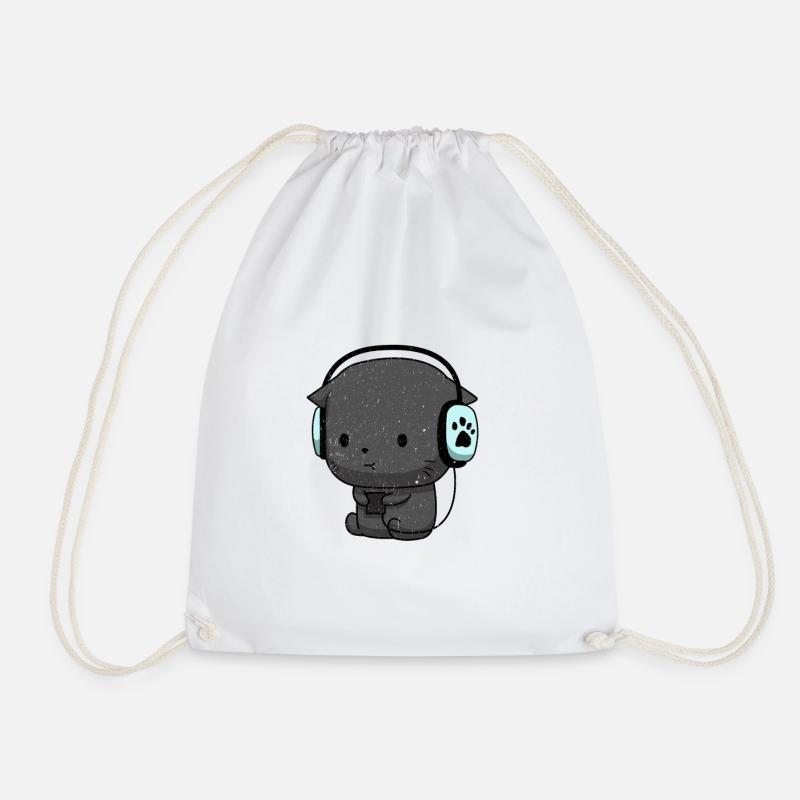 Niedliche Musik Katze Kawaii Kätzchen Kopfhörer - Turnbeutel - Weiß