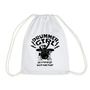 Drummer / Drummer Girl / Drums / Queen - Drawstring Bag - white - Front