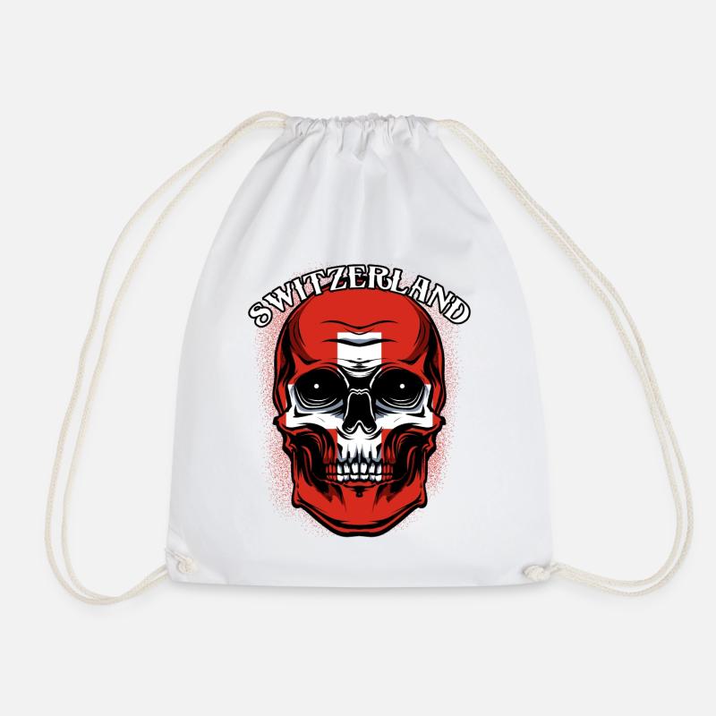 Schweizer Totenkopf | Schweiz Patriot Geschenk - Turnbeutel - Weiß