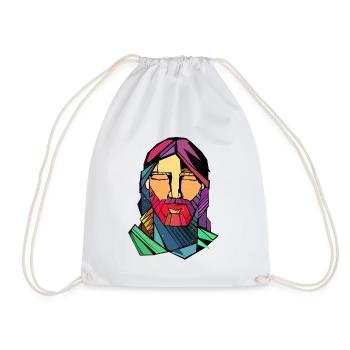 Low Polygon Jesus Christ | Christian gift - Drawstring Bag - white - Front
