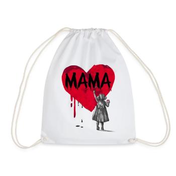 Mom - daughter - Drawstring Bag - white - Front