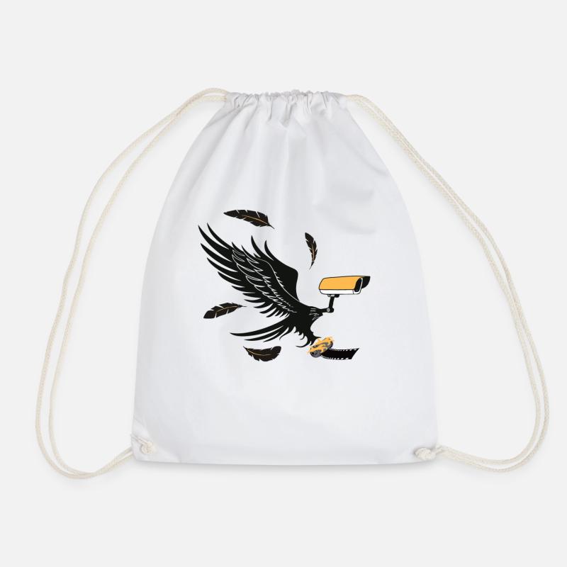 Watching eagle with movie roll in claws - Drawstring Bag - white