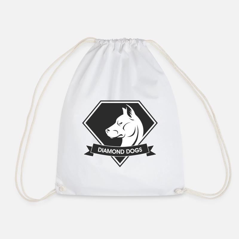Diamond Dogs - Drawstring Bag - white