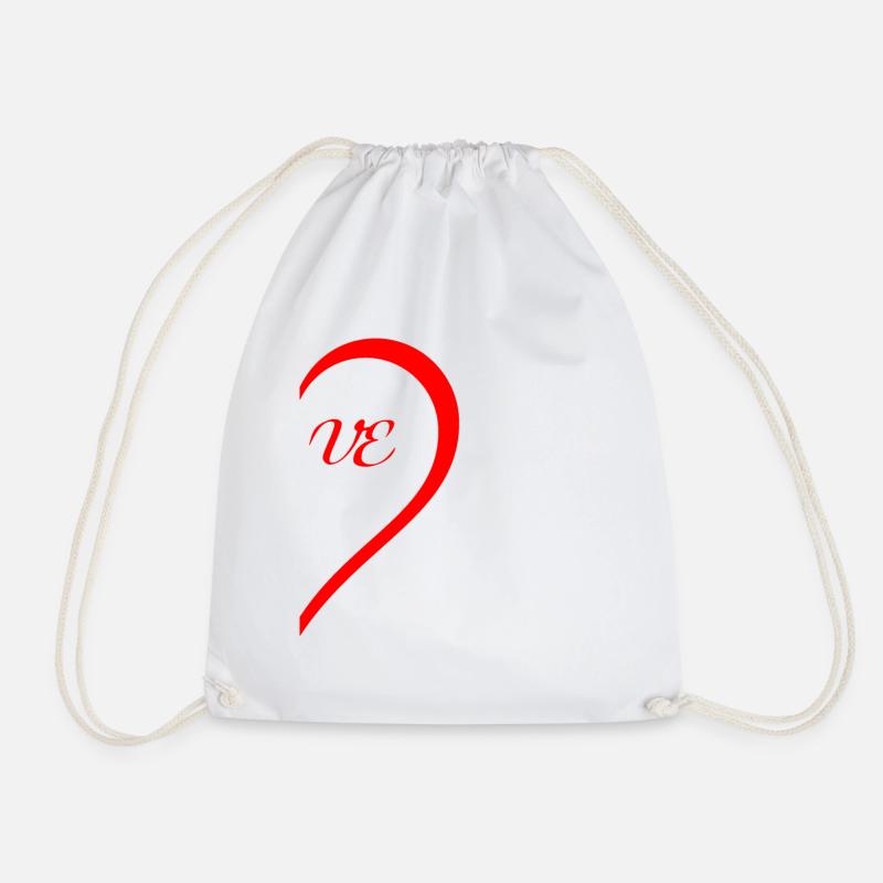 One Heart Half / Love, Cool Gift - Drawstring Bag - white
