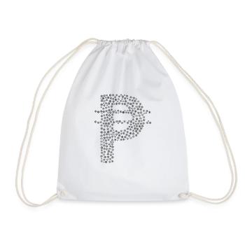Snowflakes Word Cloud in Cur Peso Shape (Black) - Drawstring Bag - white - Front
