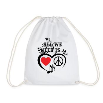 All We Need Is Peace Love Music - Turnbeutel - Weiß - Vorne