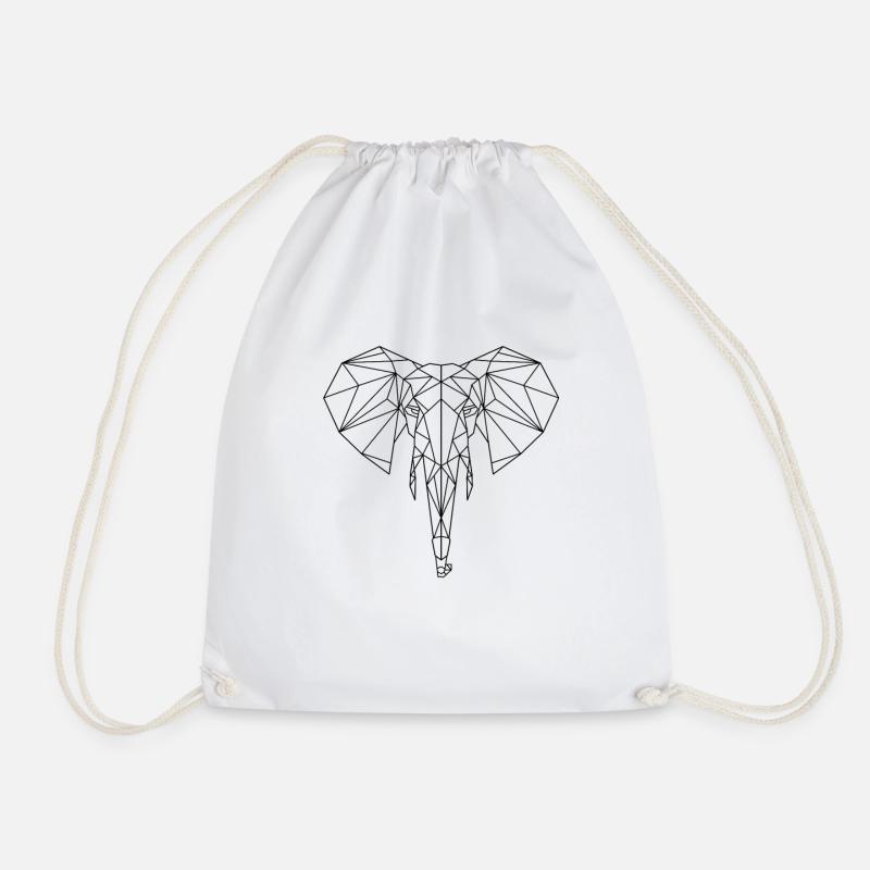 Geometric elephant animal gift - Drawstring Bag - white