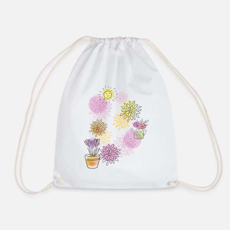 spring pattern - Drawstring Bag - white