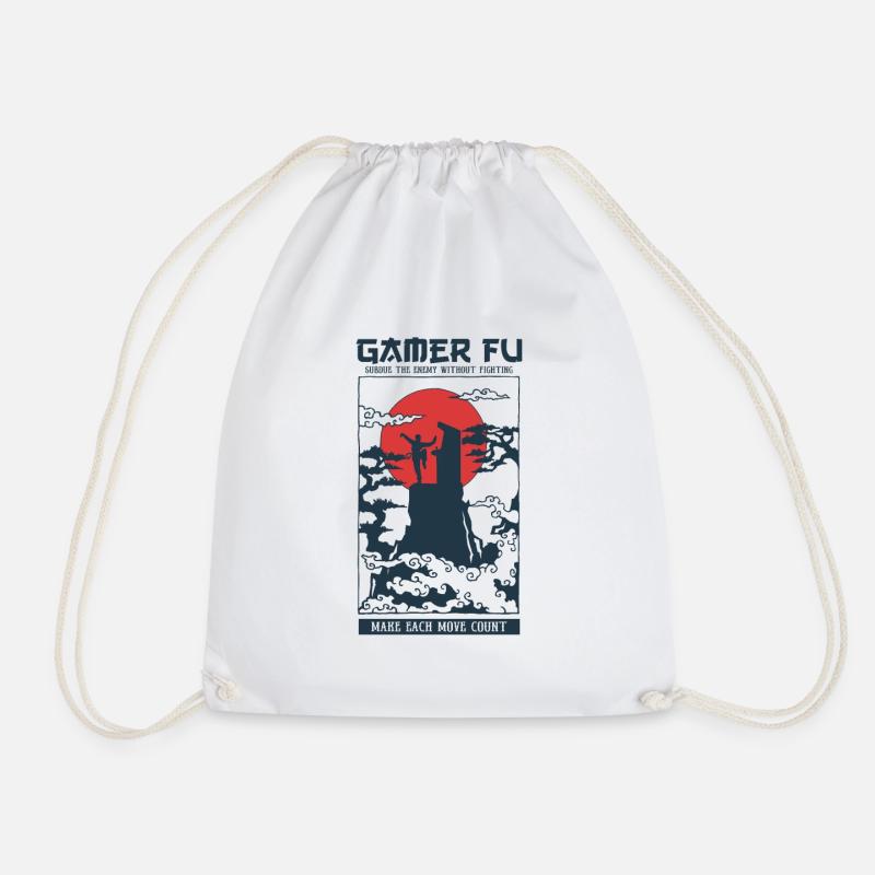Temple Gamer Fu - Drawstring Bag - white