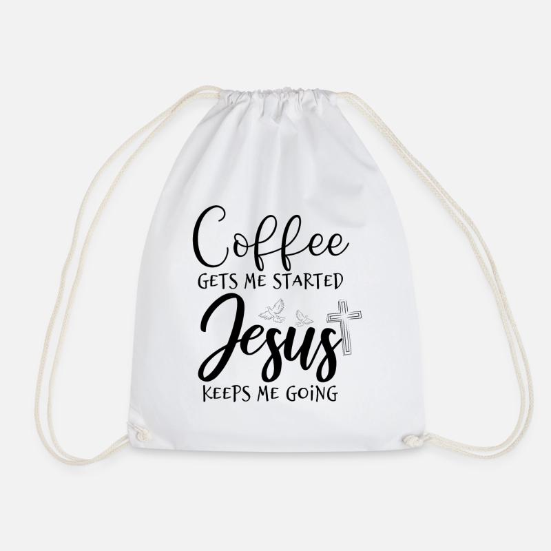 Coffee and Jesus - Drawstring Bag - white