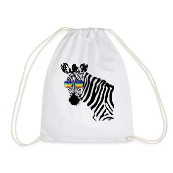 Zebra with rainbow glasses CSD LGBTQ Pride Shirt - Drawstring Bag - white - Front