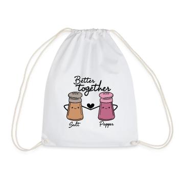 Better Together Salz Pfeffer Herz Gewürz Geschenk - Turnbeutel - Weiß - Vorne