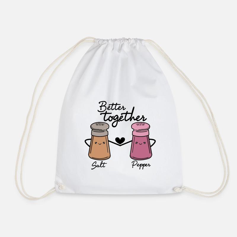 Better Together Salz Pfeffer Herz Gewürz Geschenk - Turnbeutel - Weiß