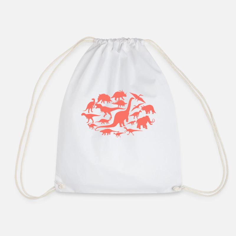 Dinosaur Collection Dinosaur T-Rex Shirt Gift - Drawstring Bag - white
