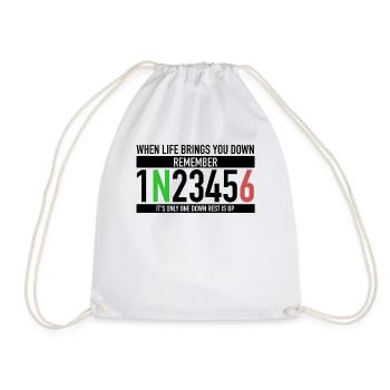 1N23456 Motorcycle Circuit One Down Rest Is Up - Drawstring Bag - white - Front