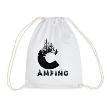 camping - Drawstring Bag - white - Front