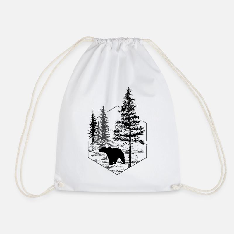 Bear in nature - Drawstring Bag - white