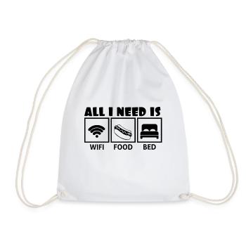 Wifi Food Bed - Drawstring Bag - white - Front