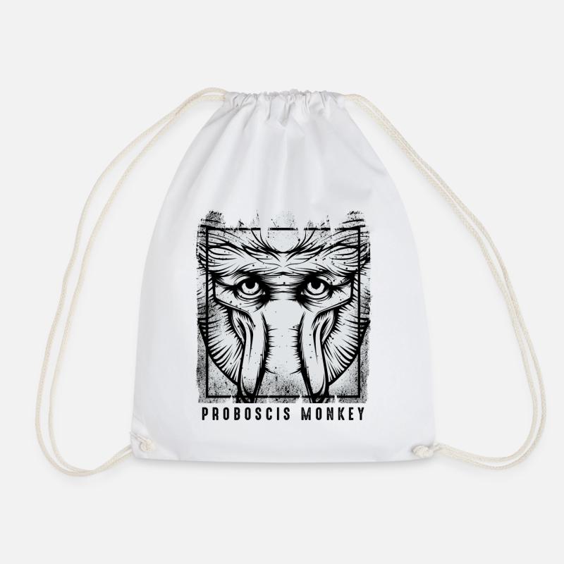 Vintage Retro Style Nasenaffe Wildtier Geschenk - Turnbeutel - Weiß