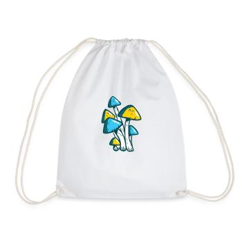 Mushroom PSY Mushrooms Psytrance Psychedelic Techno Music - Drawstring Bag - white - Front