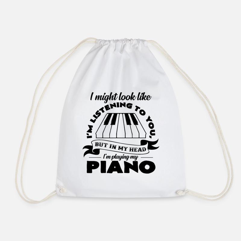 piano - Drawstring Bag - white
