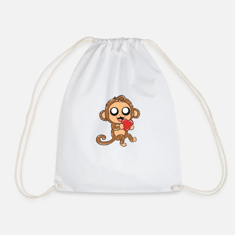 monkey - Drawstring Bag - white