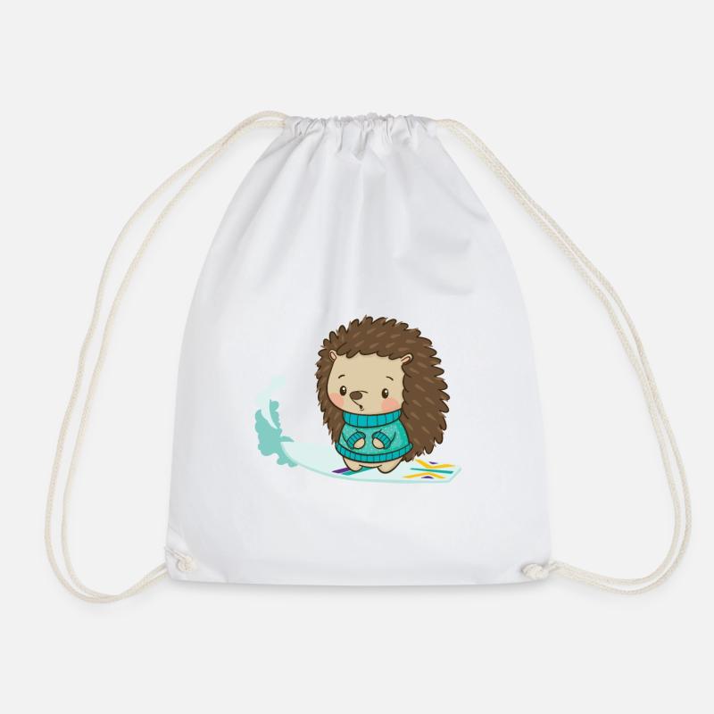 Surfer hedgehog - Drawstring Bag - white