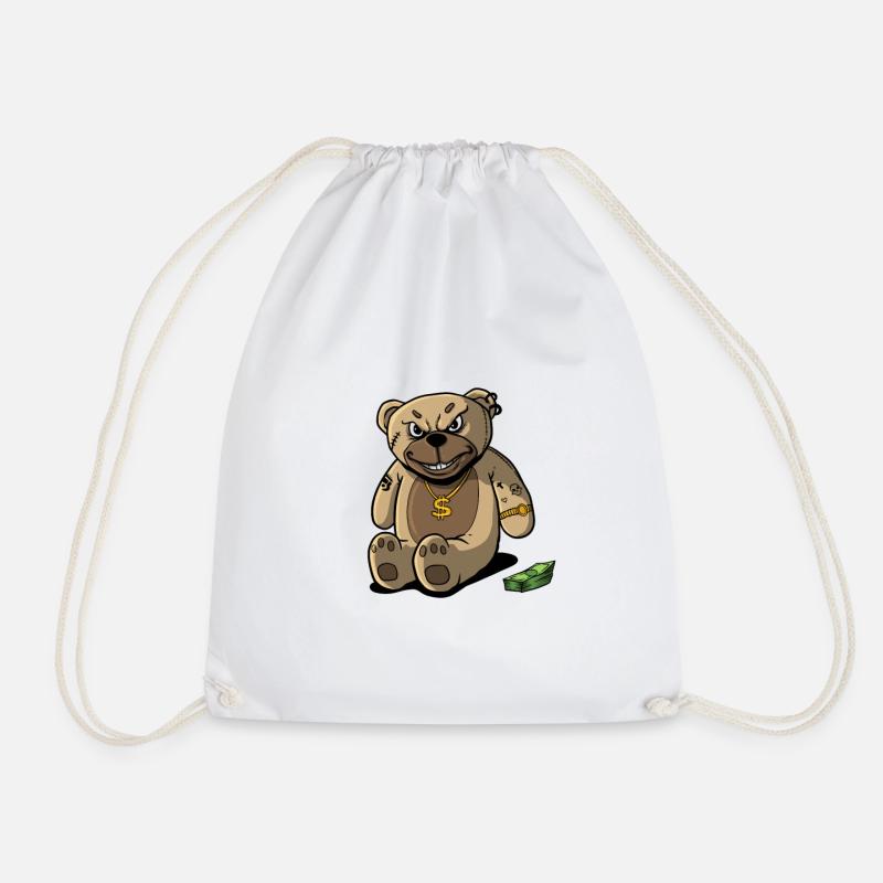 Teddy Stofftier Reich Teddybär wohlhabend - Turnbeutel - Weiß