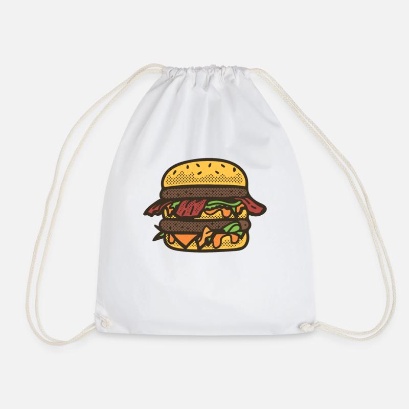 Hamburger - Drawstring Bag - white