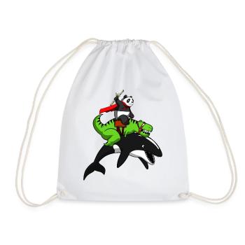 Ours de panda de dinosaure T-Rex chevauchant une baleine orque - Sac de sport léger - blanc - Devant