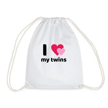 I Love My Twins Mom Mother Twins - Drawstring Bag - white - Front