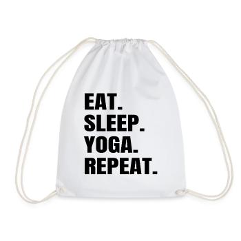 Eat Sleep Yoga Repeat - Funny Sayings - Drawstring Bag - white - Front