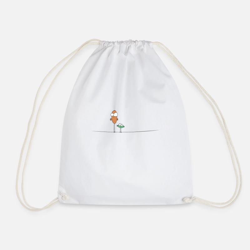 Two birds on the wire cable power line - Drawstring Bag - white