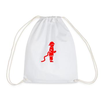 Fire Brigade Kids Children Child with extinguishing hose - Drawstring Bag - white - Front