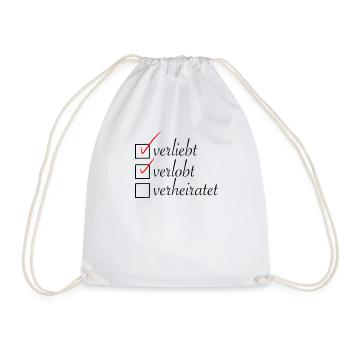 Verliebt, verlobt, verheiratet Verlobungsgeschenk - Turnbeutel - Weiß - Vorne
