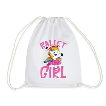 Ballet Einhorn im Glitzerlook - Turnbeutel - Weiß - Vorne