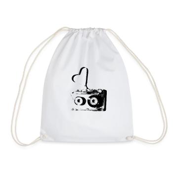 Cassette de coeur rétro bande avec salade de bande - Sac de sport léger - blanc - Devant