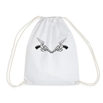 Dual turret wing graphics - Drawstring Bag - white - Front