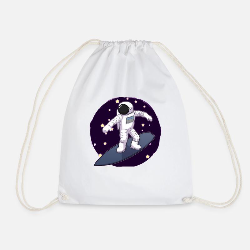 Astronaut surfing - Drawstring Bag - white