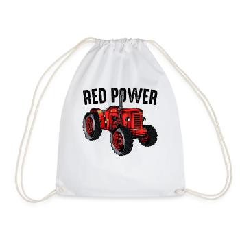 Red Power Cool Trecker Traktorfahrer Geschenkidee - Turnbeutel - Weiß - Vorne