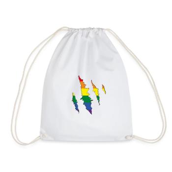 Regenbogen Kralle Kratzspur  - Turnbeutel - Weiß - Vorne