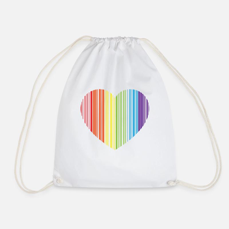 REGENBOGEN BARCODE HERZ - RAINBOW BARCODE HEART - Turnbeutel - Weiß