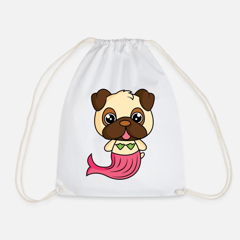 Mops als Meerjungfrau - Turnbeutel - Weiß