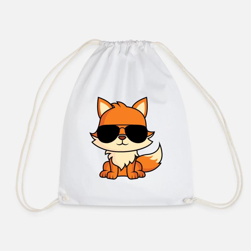 Fuchs mit Pilotenbrille - Turnbeutel - Weiß